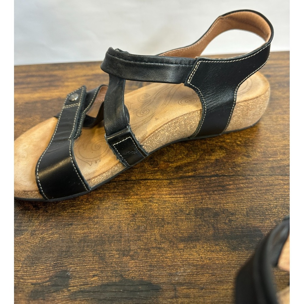 Taos Universe Black Leather Backstrap Sandals Adjustable Size 8-8.5 EUR 39 - Picture 9 of 12